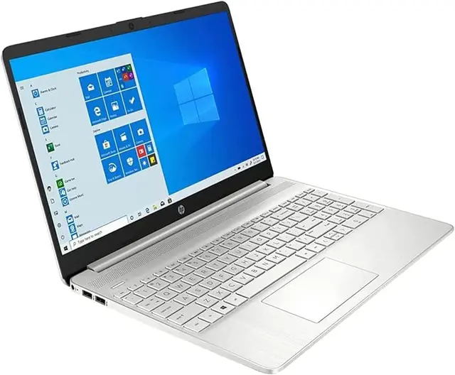 HP 14 Laptop AMD Ryzen 5 8GB DDR4 RAM 512GB PCIe SSD 14.0" Display Display AMD Radeon Graphics HD Webcam Bluetooth Wi-fi Silver Keyboard Markings On Screen